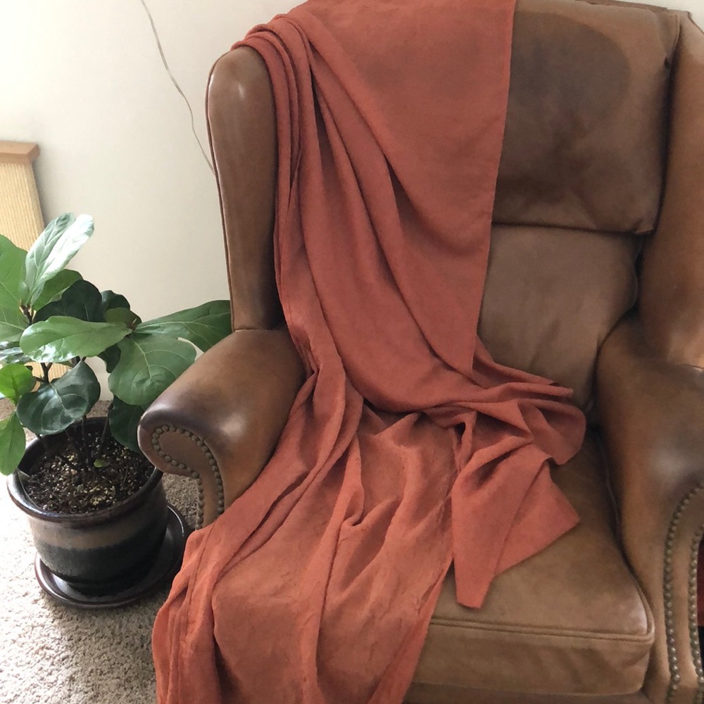 Set of burnt orange sheet curtains